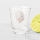 Roze goud foto glitter naam script shot glas (Achterkant)