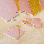 Roze Goud Geaderd Marmer Legpuzzel (Zijkant)
