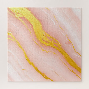 Roze Goud Geaderd Marmer Legpuzzel