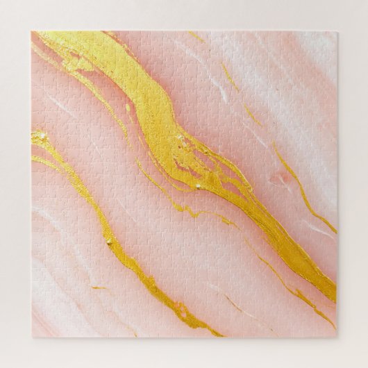 Roze Goud Geaderd Marmer Legpuzzel (Verticaal)