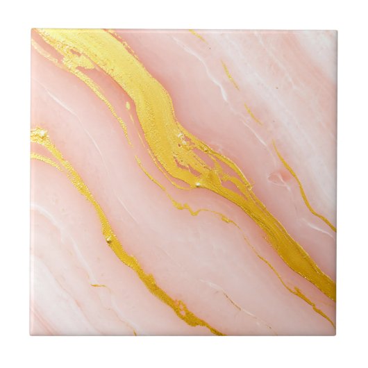 Roze Goud Geaderd Marmer Tegeltje (Voorkant)