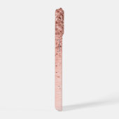 Roze Goud Geborsteld Metaal Glitter Monogram Naam iPhone 15 Case (Rechterkant)
