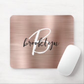 Roze Goud Geborsteld Metaal Zwart Wit Monogram Muismat (Met muis)