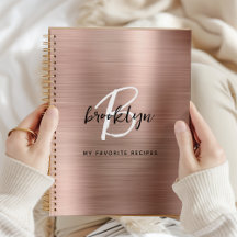 Roze Goud Geborsteld Metalen Monogram Receptenboek