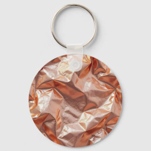 Roze Goud Gecreukelde Metalen Folie Luxe Sleutelhanger