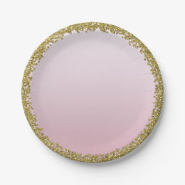 Roze Goud Gedompelde Glitter Glam Glitter Feestje Papieren Bordje