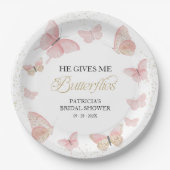 Roze Goud Geeft Me Vlinders Papieren Bordje (Voorkant)