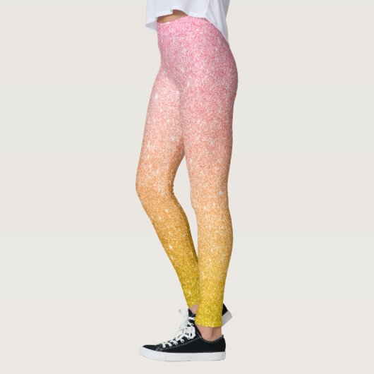 Roze Goud Gele Glitter Feest Leggings (Links)