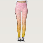 Roze Goud Gele Glitter Feest Leggings (Voorkant)