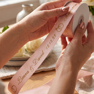 Roze Goud Gelukkig Jubileum Persoonlijke Naam Datu Satijnen Lint
