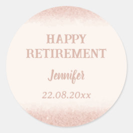 Roze Goud Gelukkig Met Pensioen Ronde Sticker