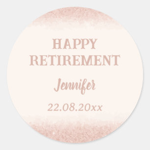 Roze Goud Gelukkig Met Pensioen  Ronde Sticker