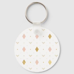 Roze Goud Geometrisch Patroon Sleutelhanger