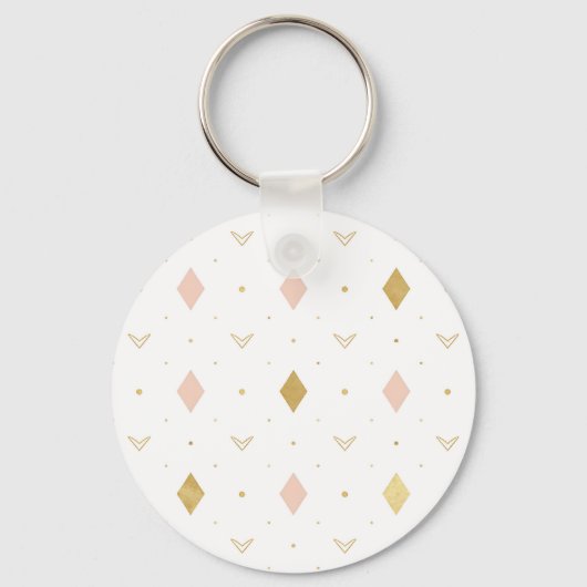 Roze Goud Geometrisch Patroon Sleutelhanger (Voorkant)