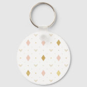 Roze Goud Geometrisch Patroon Sleutelhanger (Achterkant)