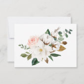 Roze Goud Geometrische en Witte Magnolia Flora RSVP Kaartje (Achterkant)
