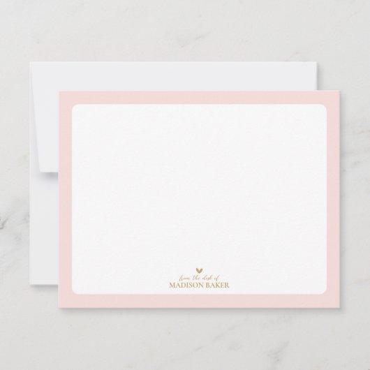 Roze & Goud | Gepersonaliseerd briefpapier met een Notitiekaartje (Voorkant)