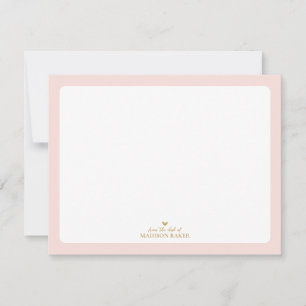 Roze & Goud   Gepersonaliseerd briefpapier met een Notitiekaartje