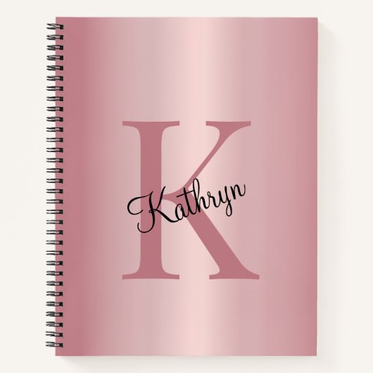 Roze Goud Gepersonaliseerd Monogram Notitieboek (Voorkant)