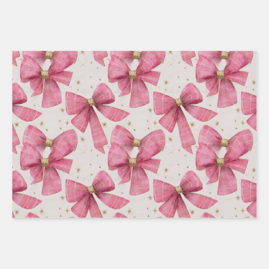 Roze Goud Geplaagd Bogen Kerst Inpakpapier Vel (Voorkant 2)