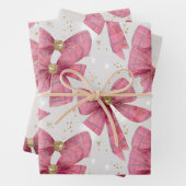 Roze Goud Geplaagd Bogen Kerst Inpakpapier Vel (In situ)