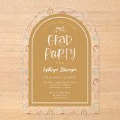 Roze Goud Girly Hand getrokken Confetti Afstudeerd Acryl Uitnodigingen (Voorkant)