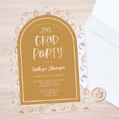 Roze Goud Girly Hand getrokken Confetti Afstudeerd Acryl Uitnodigingen