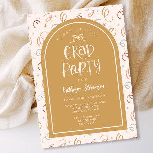 Roze Goud Girly Hand getrokken Confetti Afstudeerd Kaart