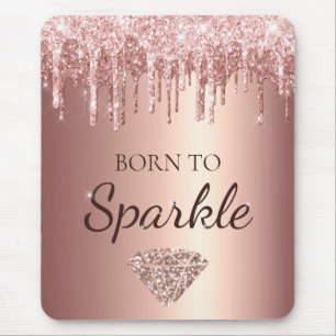 Roze Goud Glam Druppelende Glitters Geboren om te Muismat