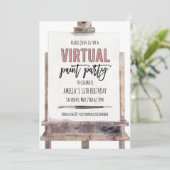 Roze Goud Glam Easel Virtuele Schilderfeest Verjaa Kaart (Staand voorkant)