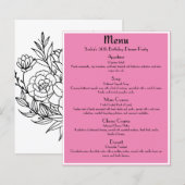 Roze-Goud Glam Feestmenu (Voorkant / Achterkant)