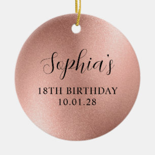 Roze Goud Glam Folie 18e Verjaardag Foto Keramisch Ornament