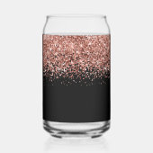 Roze Goud Glam Glitter op Zwart Blikvorm Glas (Achterkant)