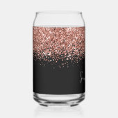 Roze Goud Glam Glitter op Zwart Blikvorm Glas (Rechts)