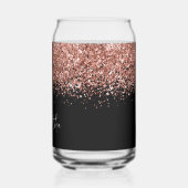 Roze Goud Glam Glitter op Zwart Blikvorm Glas (Links)