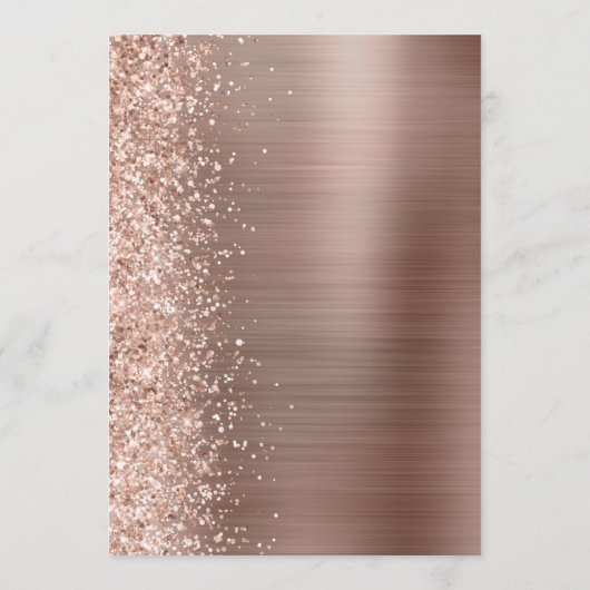 Roze Goud Glam Glitter Script Bruiloft Menu (Achterkant)