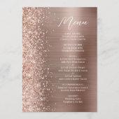 Roze Goud Glam Glitter Script Bruiloft Menu (Voorkant)