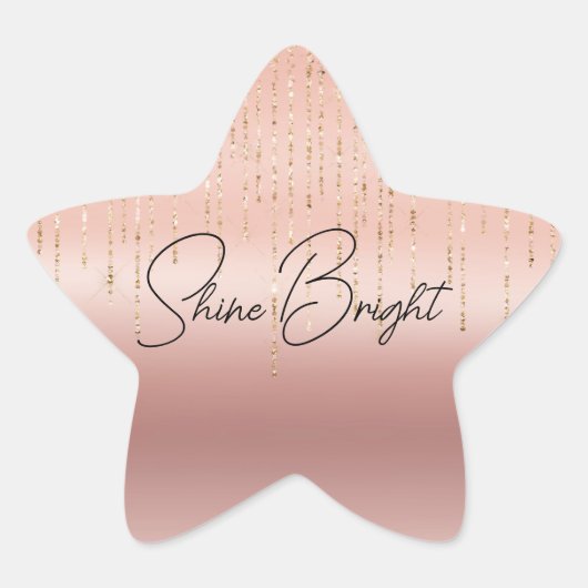 Roze Goud Glam Slierten Ster Sticker (Voorkant)