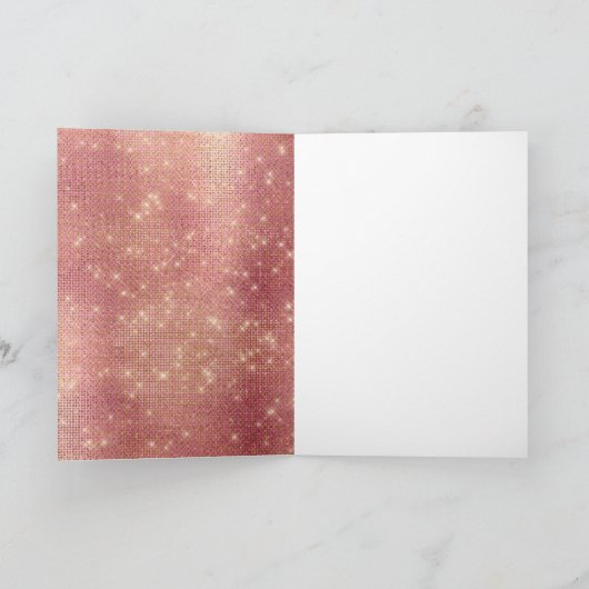Roze Goud Glam Sparkle Kaart (Binnen)