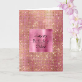 Roze Goud Glam Sparkle Kaart