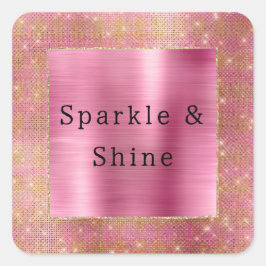 Roze Goud Glam Sparkle Vierkante Sticker