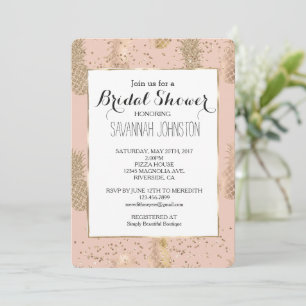 Roze Goud Glam Tropische Ananas Bruiloft Feest Kaart