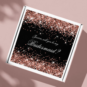 Roze Goud Glam Zwart Bruidsmeisje Voorstel Cadeau Sticker
