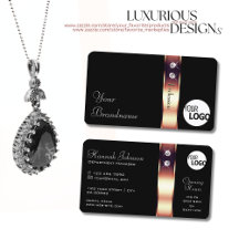 Roze Goud Glans Decor op Zwarte Diamanten en Logo