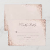 Roze Goud Glans Elegante Bruiloft RSVP Kaartje (Voorkant / Achterkant)