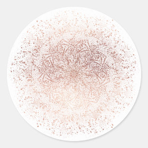 Roze Goud Glans Kerst Vakantie Ronde Sticker