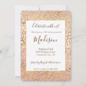 Roze Goud Glans Luipaardprint Kaart (Voorkant)