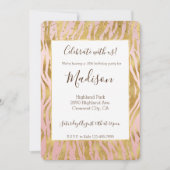 Roze Goud Glans Schitteren Zebraprint Kaart (Voorkant)