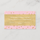 Roze & Goud Glanzende Confetti Stippen Luier Raffl Informatiekaartje (Achterkant)