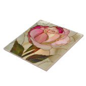 Roze Goud Glas in lood Mozaïek Roos Bloem Tegeltje (Zijkant)